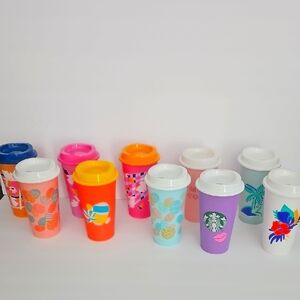 Starbucks Purple Floral Travel Cup - Reusable Home Dining Tumbler